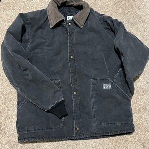 Men's Dark Gray Jacket with Brown Collar